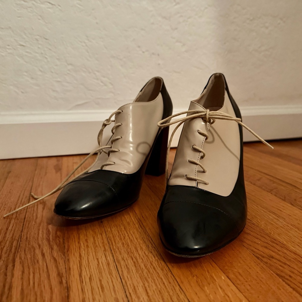 Kate Spade Chic Black and Cream Women's Lace-Up Heels